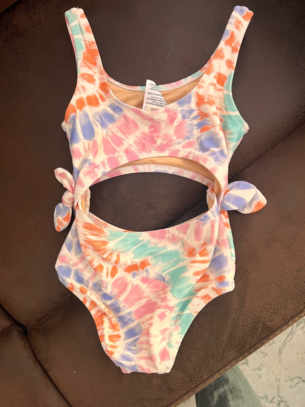 Crew Cut Size 3 Toddler Tie-Dye Cutout One-Piece Swimsuit Pastel - Picture 3 of 6
